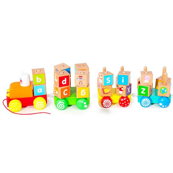 Wooden Train Large Educational Alphabet Blocks ECOTOYS