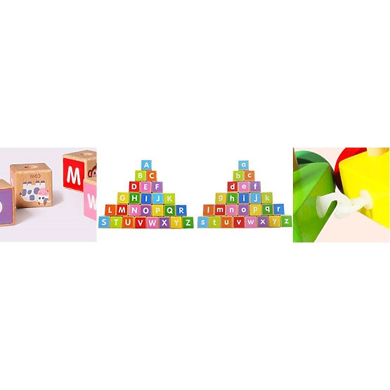 Wooden Train Large Educational Alphabet Blocks ECOTOYS