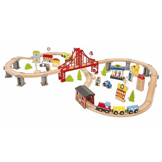 Wooden train track - 70 elements
