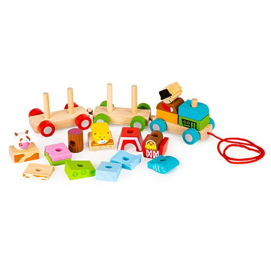 Wooden train with animals