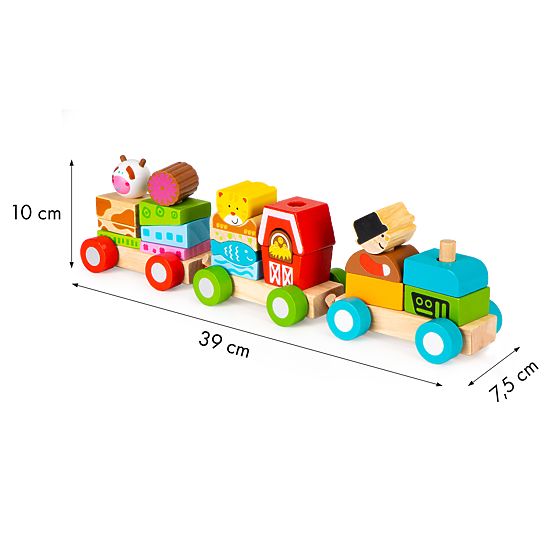 Wooden train with animals