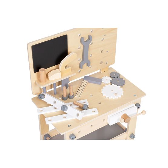 Wooden workshop with tools