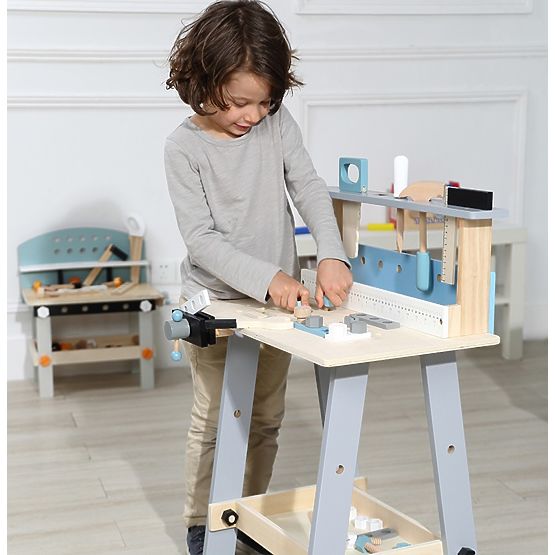 Wooden workshop with tools