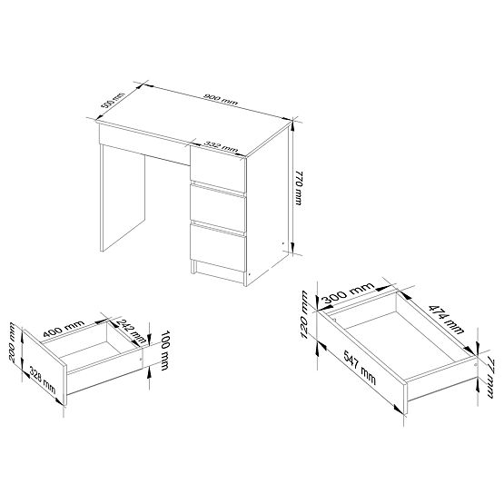 WRITING DESK A-7 CLP SONOMA / WHITE PK RIGHT-SIDED