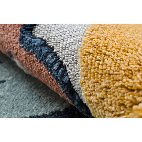 YOYO GD52 Carpet Gray/Yellow - Stars, Clouds, Patchwork for Children, Textured, Sensory Fringes