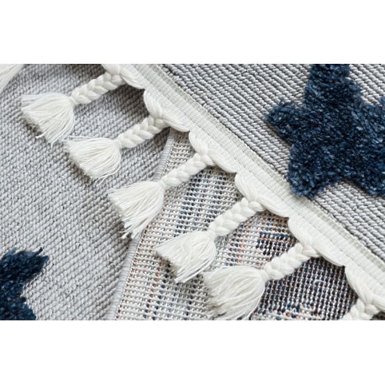 YOYO GD75 Carpet Gray/White - Stars, Circles for Children, Textured, Sensory Fringes