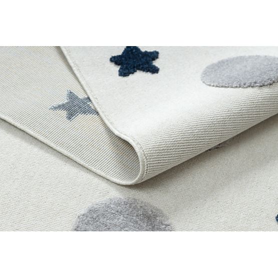 YOYO GD75 Carpet White/Grey - Stars, Circles for Children, Structural, Sensory Fringes