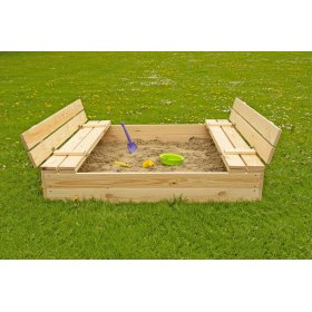 Lockable children's sandpit with benches - 120x120 cm, Ourbaby®