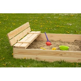Lockable children's sandpit with benches - 120x120 cm, Ourbaby®