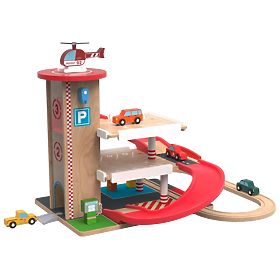 2Kids Toys Wooden Garage with Train Track