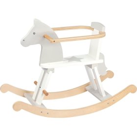Wooden rocking horse with protective ring