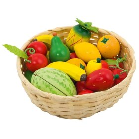 Wooden fruit in a basket 23 pcs
