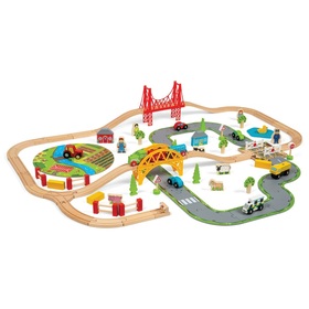 Bigjigs Rail Wooden train track with country road 80 parts, Bigjigs Rail