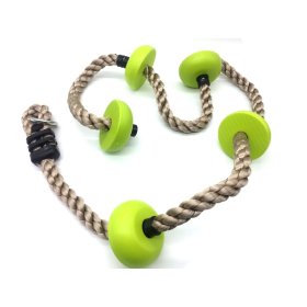 Dveděti Children's climbing rope with discs green