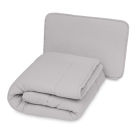 Muslin blanket and pillow with filling 100x135 + 40x60 - light gray