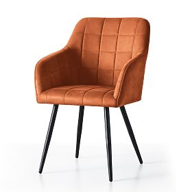 4x Upholstered Chair with Square Quilting Copper LUXANO Black Legs