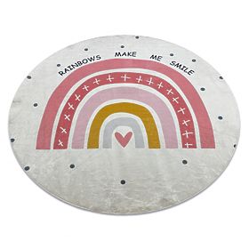 BAMBINO 47810 Round Washable Rug Rainbow, Dots for Kids Anti-Slip - White/Pink, F.H.Kabis
