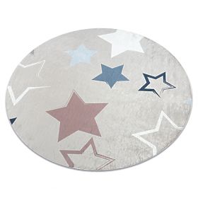 BAMBINO 48130 Round Washable Rug Stars for Kids Anti-Slip - Beige / Gray, F.H.Kabis