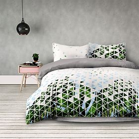 BASIC Bedding Green Color Printed Plant Motif Modern Style 155x220*2+80x80*2 AmeliaHome