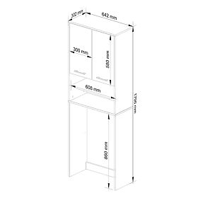 Bathroom Cabinet FIN Above Washing Machine - White-Graphite Gray - 2 Doors