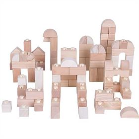 Bigjigs Baby Wooden Connecting Cubes - Natur set of 100 pieces