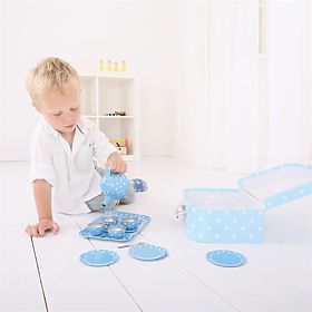 Bigjigs Toys Blue Polka Dot Tea Set, Bigjigs Toys