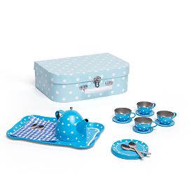 Bigjigs Toys Blue Polka Dot Tea Set, Bigjigs Toys