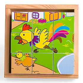Bigjigs Toys Picture Blocks Cubes Animals 9 Blocks, Bigjigs Toys