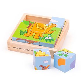 Bigjigs Toys Picture Cubes Puzzles Dinosaurs 9 Cubes, Bigjigs Toys