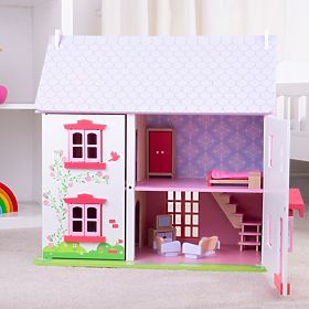 Bigjigs Toys Pink Dollhouse, Bigjigs Toys