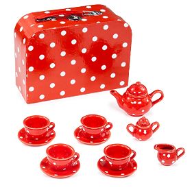 Bigjigs Toys Red Polka Dot Tea Set