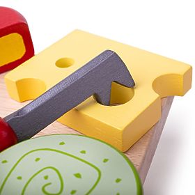 Bigjigs Toys Set of wooden food cheeses on a plate