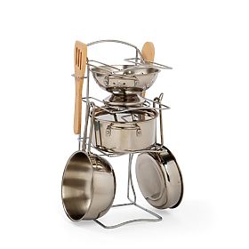 Bigjigs Toys Stand with 8-piece Cookware Set, Bigjigs Toys