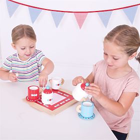 Bigjigs Toys Tea Set with Polka Dots, Bigjigs Toys