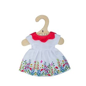 Bigjigs Toys White Floral Dress with Red Collar for 25 cm Doll