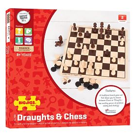 Bigjigs Toys Wooden Chess and Checkers