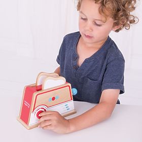 Bigjigs Toys Wooden Toaster with Polka Dots