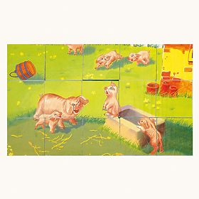 Bino Wooden Picture Blocks Farm Animals 15 Pieces