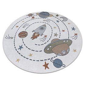 BONO 8288 Round Carpet Space, Planets Cream / Anthracite