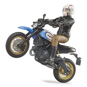 Bruder 63051 BWORLD Motorcycle Scrambler Ducati Cafe Racer with Rider, Bruder