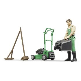 Bruder BWORLD Gardener with Lawn Mower and Accessories, Bruder