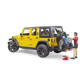 Bruder Jeep Wrangler Rubicon with Cyclist and Bicycle