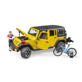 Bruder Jeep Wrangler Rubicon with Cyclist and Bicycle
