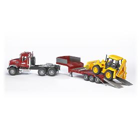 Bruder MACK Granite Truck with Trailer and JCB Tractor