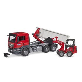 Bruder MAN TGS Truck with Container and Schäffer Hoflader Loader