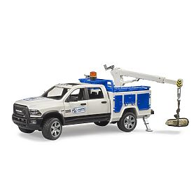 Bruder RAM 2500 Service Truck with Rotating Crane and Beacon