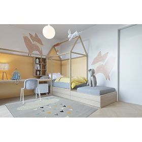 Carpet PASTEL 18409/652 - Cloud Heart BIRD Gray CREAM Turquoise, F.H.Kabis