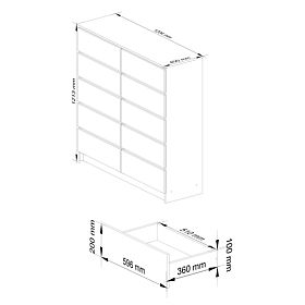 CHEST OF DRAWERS K120 10SZ CLP PK OAK ARTISAN / WHITE