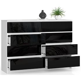 CHEST OF DRAWERS K140 8SZ CLP PK BLACK GLOSS
