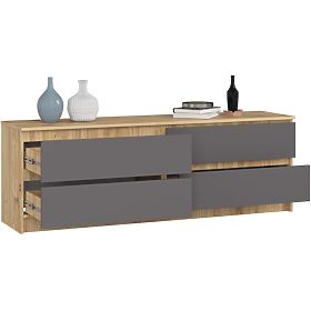 CHEST OF DRAWERS K160 4SZ CLP PK ARTISAN OAK / GRAY